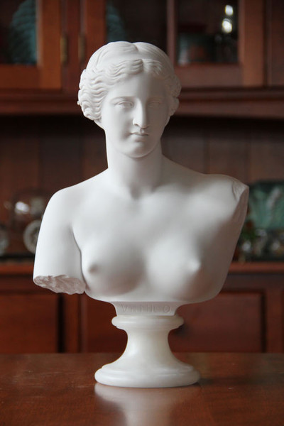 Bust Reproduction of Venus de Milo Sculpture Louvre Paris statue Marble